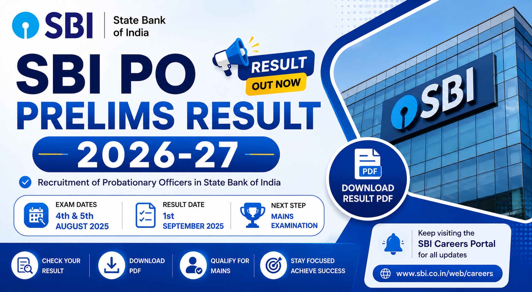 SBI PO Prelims Result 2026-27