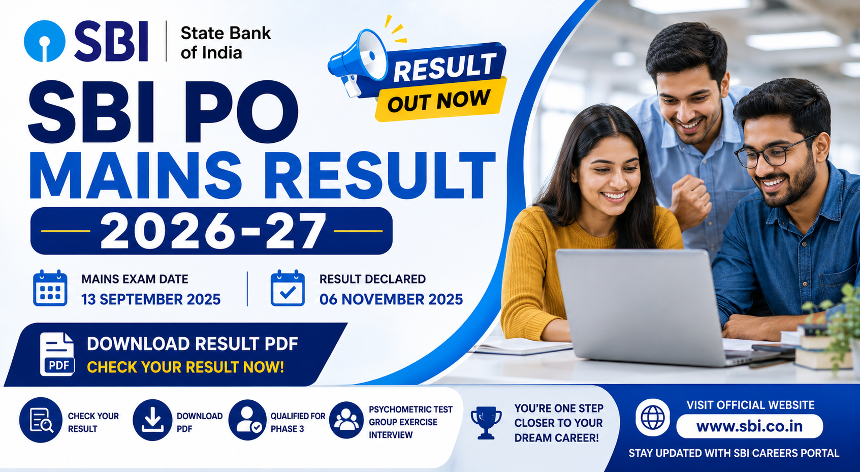SBI PO Mains Result 2026-27