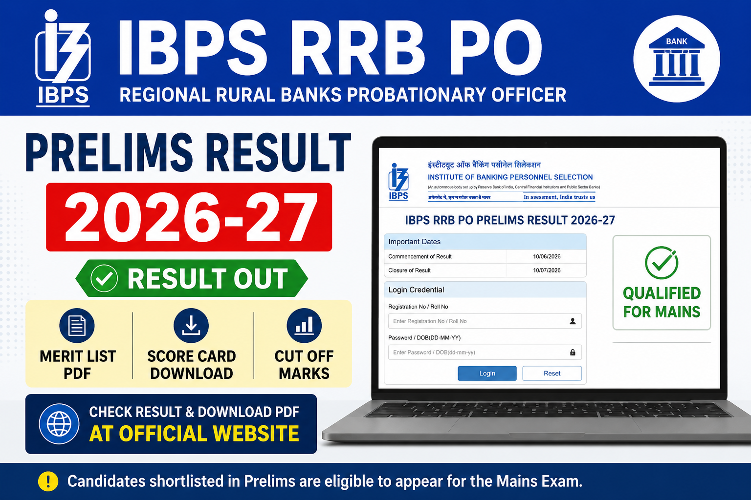 IBPS RRB PO Prelims Result 2026-27