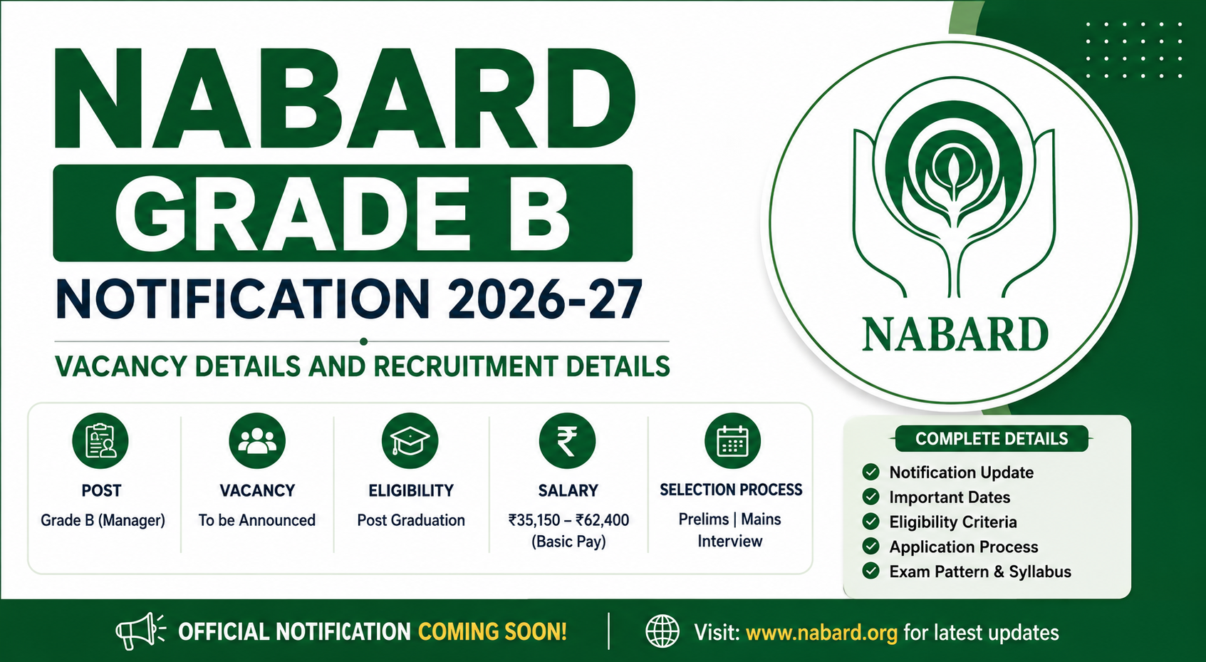 NABARD Grade B Notification 2026-27