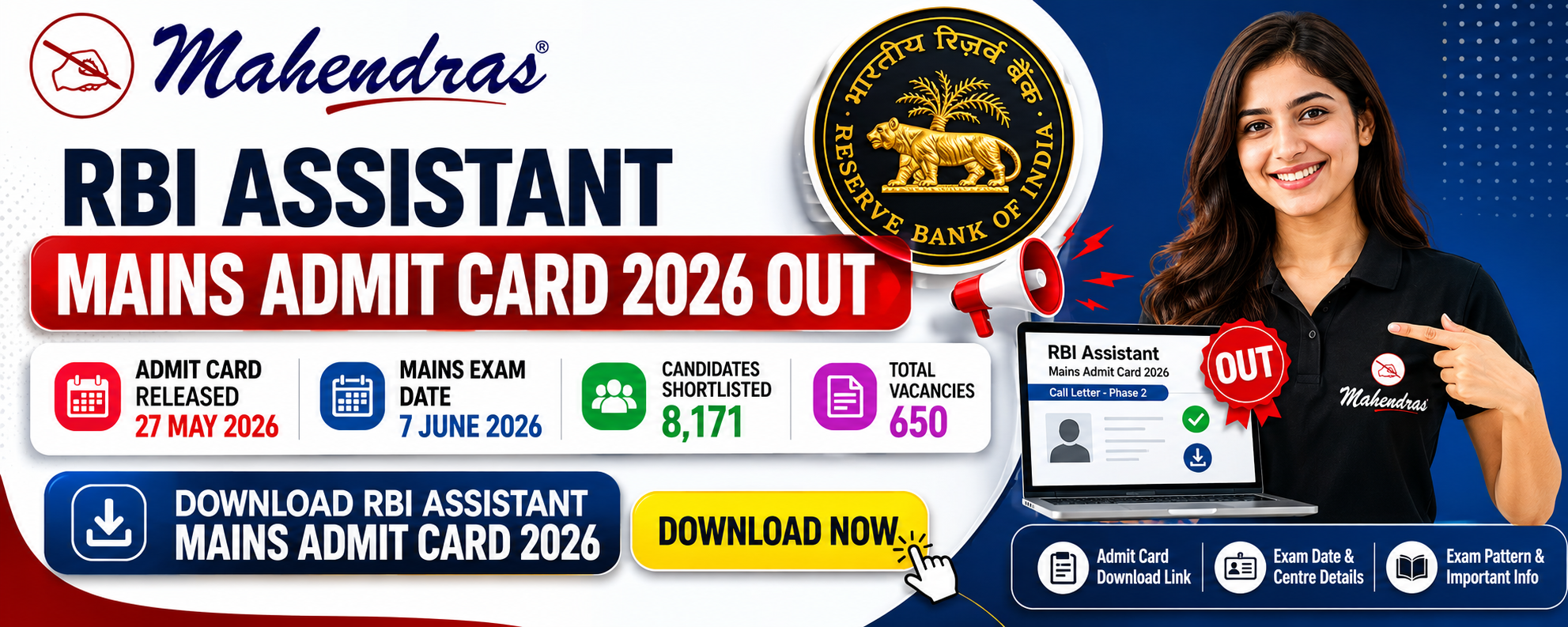 RBI Assistant Mains Admit Card 2025-26