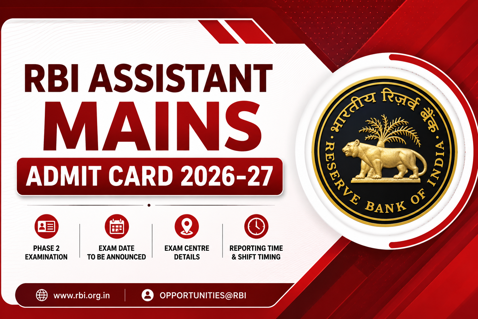 RBI Assistant Mains Admit Card 2026-27