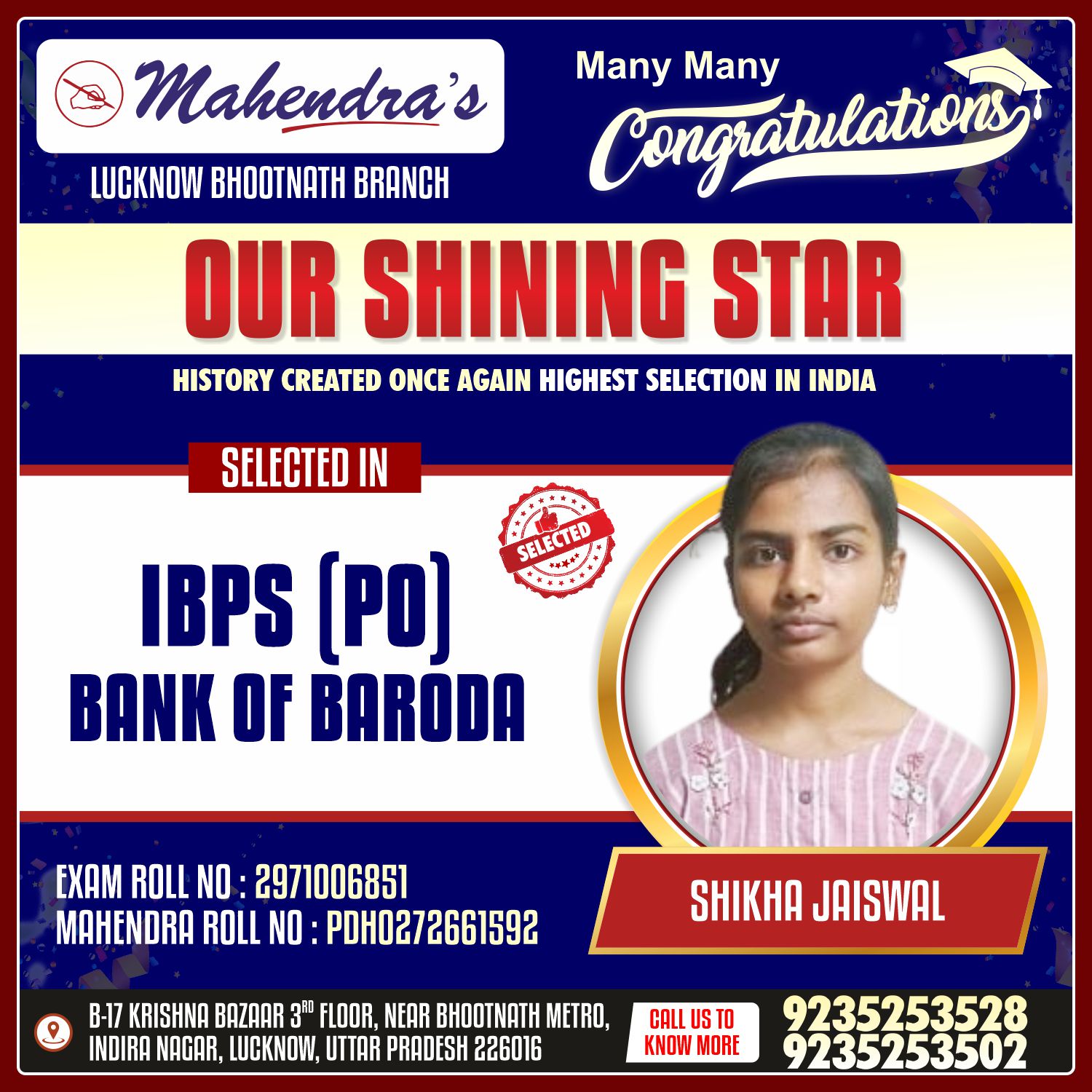 Mahendra's Latest Successful Candidates attachment 22