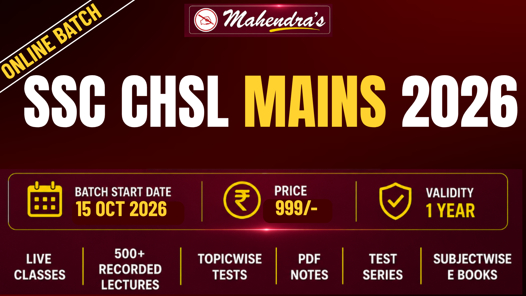 SSC CHSL MAINS PREPARATION BATCH 2026