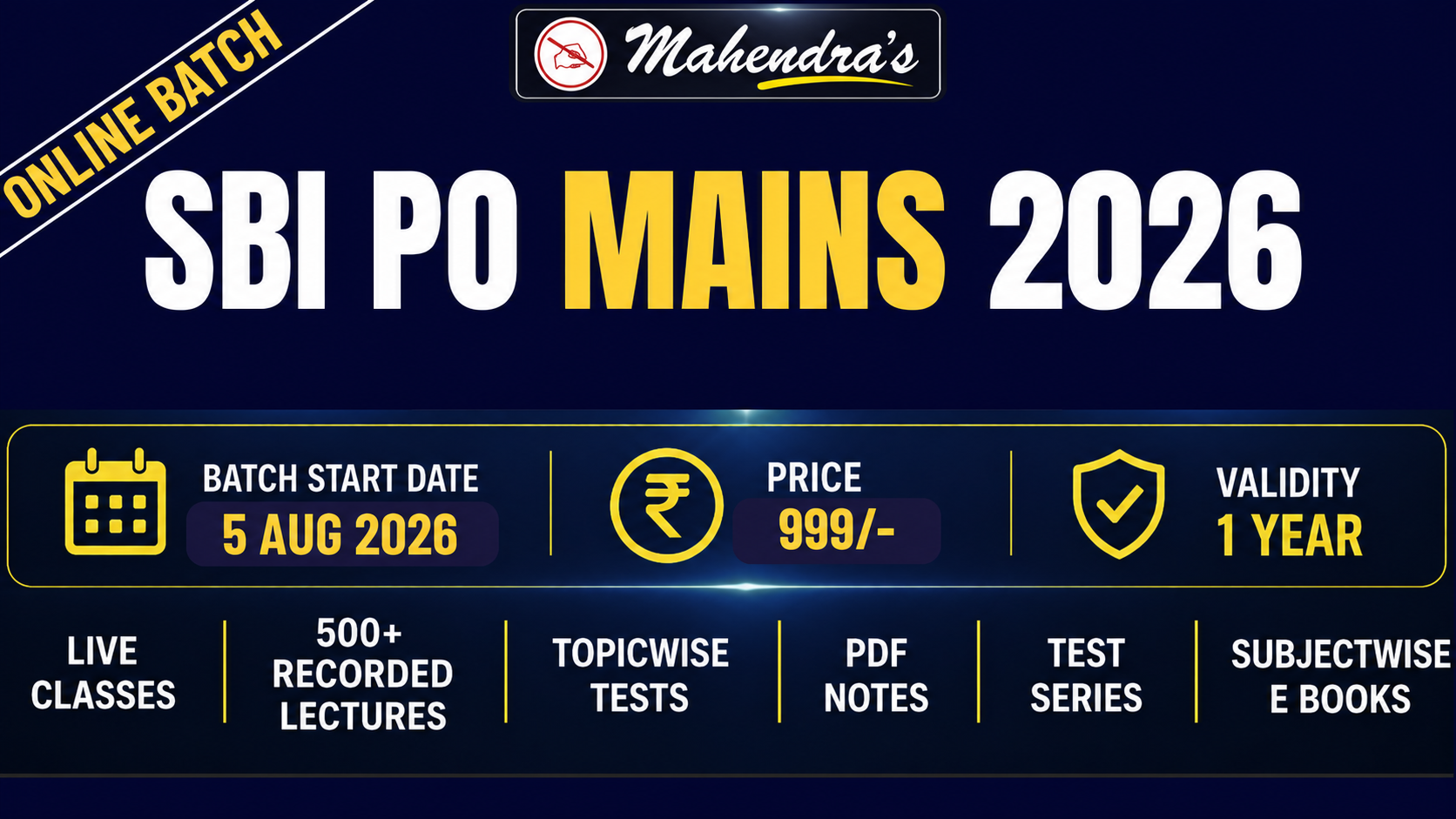 SBI PO MAINS PREPARATION BATCH 2026 (07:00 PM-10:00 PM)