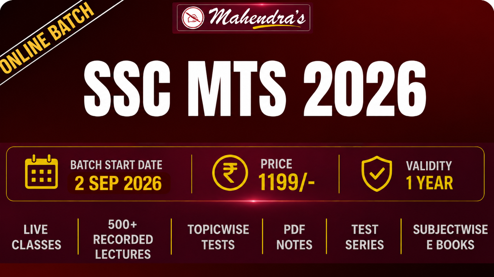 SSC MTS PREPARATION BATCH 2026 ( 08:00 AM - 10:00 AM )
