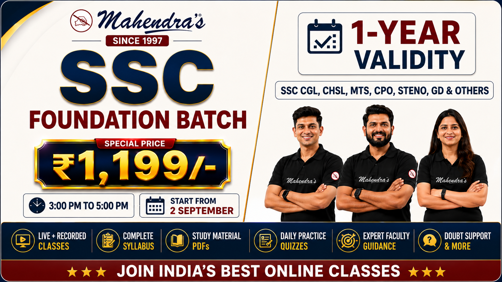 SSC FOUNDATION BATCH: 2027 (03:00 PM-05:00 PM)