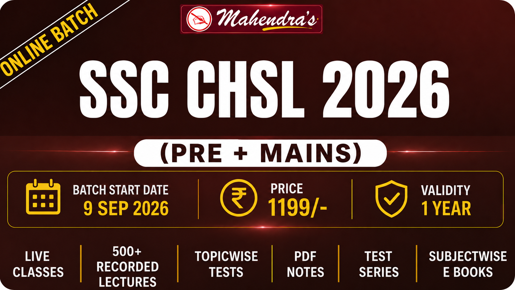 SSC CHSL PREPARATION BATCH 2026 ( 03:00 PM - 05:00 PM )